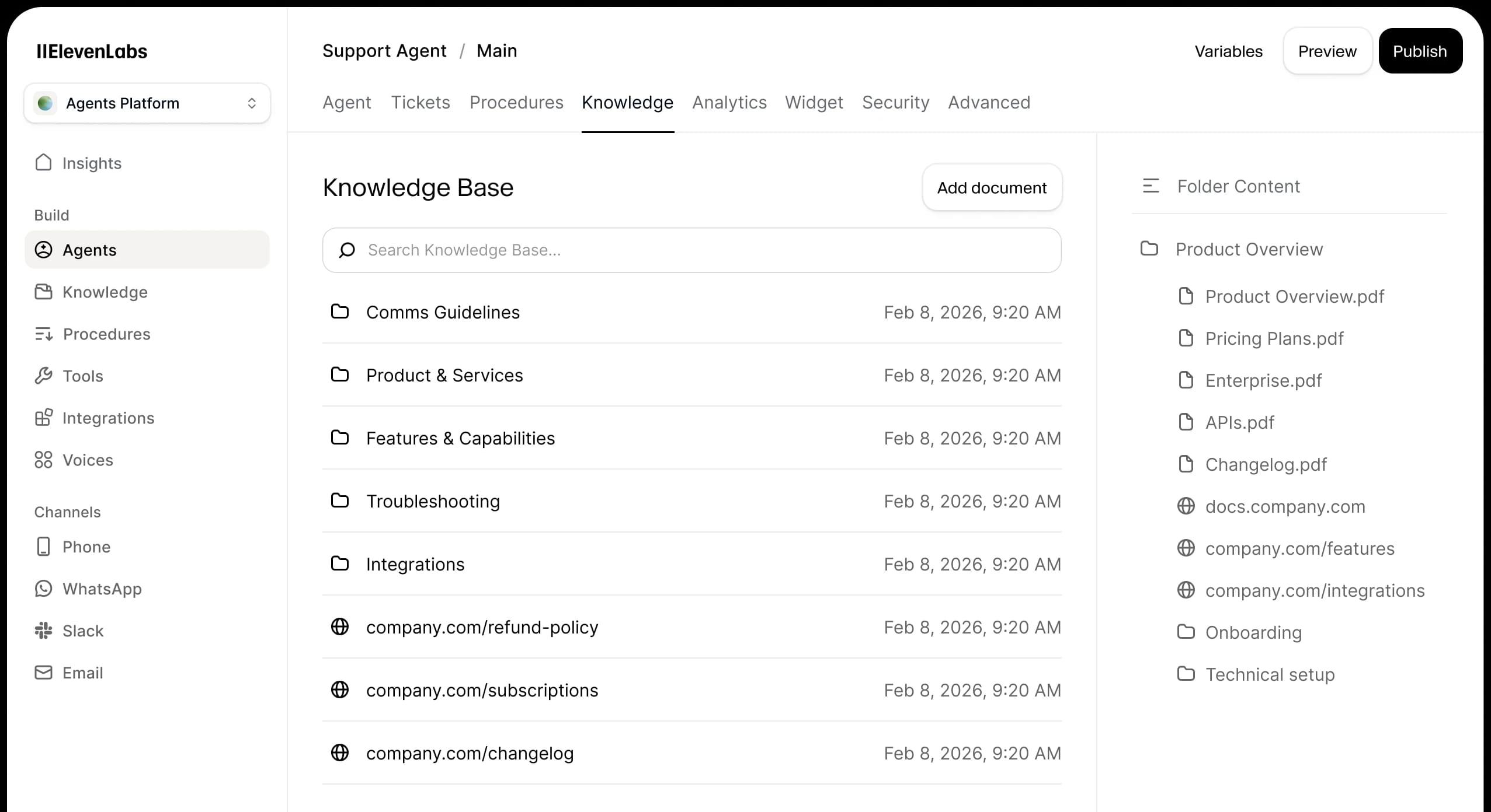 Knowledge base UI