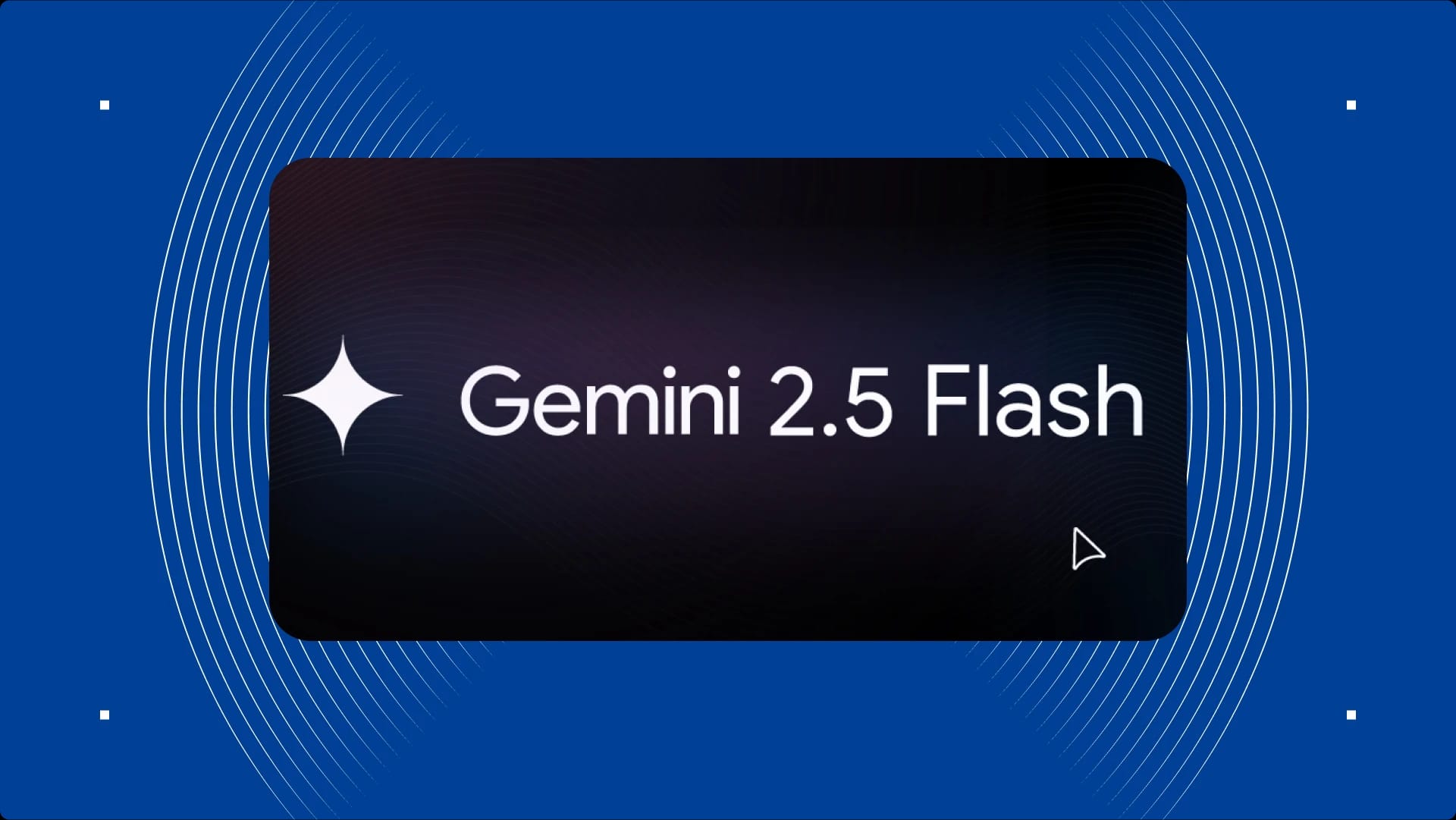 Gemini 2.5 Flash software logo on a blue background with white concentric circles.