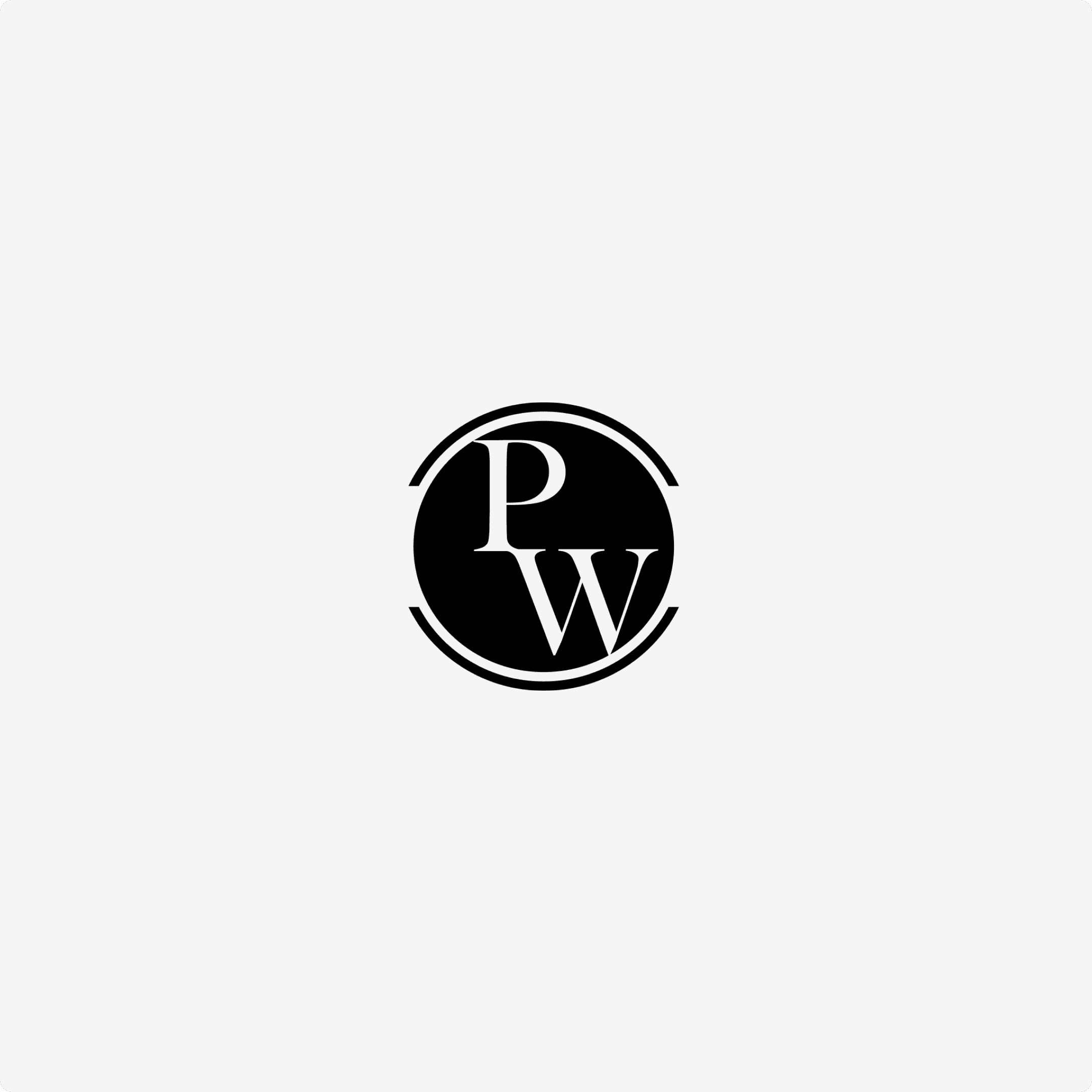 PW logo in a black circle.