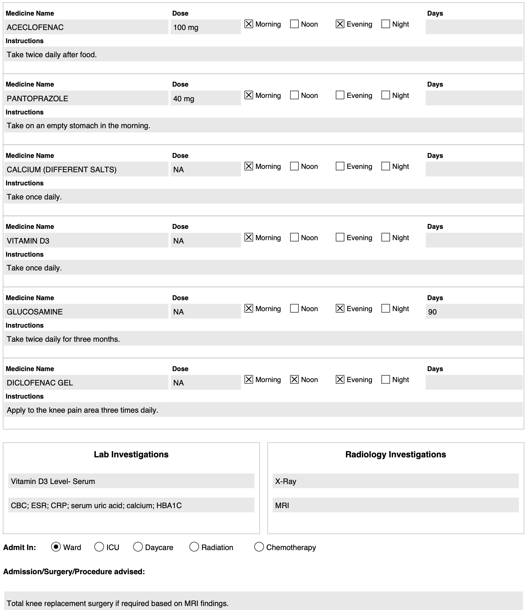 auto-filled form.