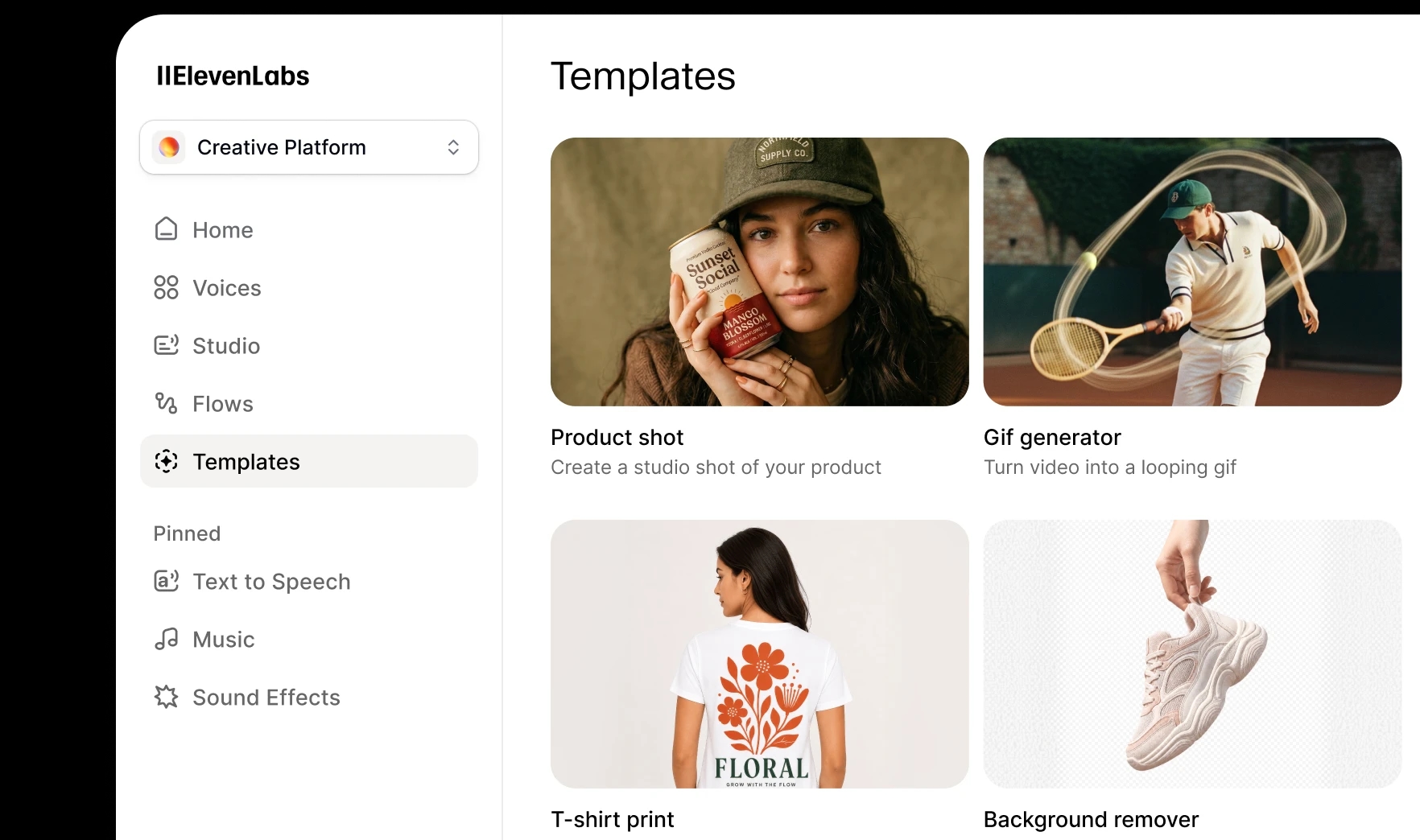 Templates inside ElevenCreative